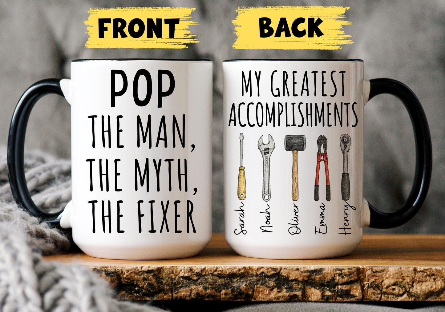 Pop Mug, Personalized Pop Gift, Custom Pop Mug from Grandkids Grandchildren, Pop Birthday Christmas Present, Pop Garage Mug