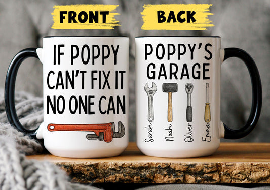 Poppy Mug, Personalized Poppy Gift, Custom Poppy Mug from Grandkids Grandchildren, Poppy Birthday Christmas Present, Poppy Garage Mug