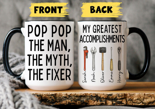Pop pop Mug, Personalized Pop pop Gift, Custom Pop pop Mug from Grandkids Grandchildren, Pop pop Birthday Christmas, Pop pop Garage Mug