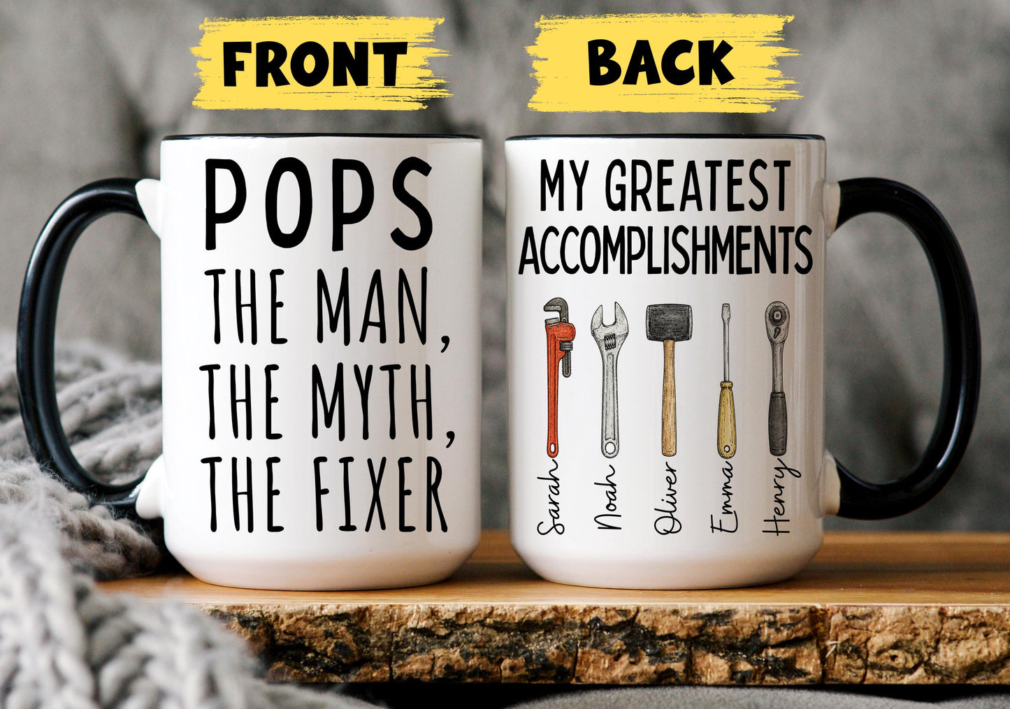 Pops Mug, Personalized Pops Gift, Custom Pops Mug from Grandkids Grandchildren, Pops Birthday Christmas Present, Pops Garage Mug