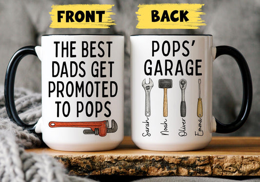 Pops Mug, Personalized Pops Gift, Custom Pops Mug from Grandkids Grandchildren, Pops Birthday Christmas Present, Pops Garage Mug