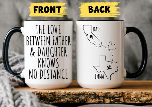 Dad Daughter Long distance Mug, Fathers Day Gift From Daughter Two States, Dad Gift from Daughter, Father Daughter Distance Gift