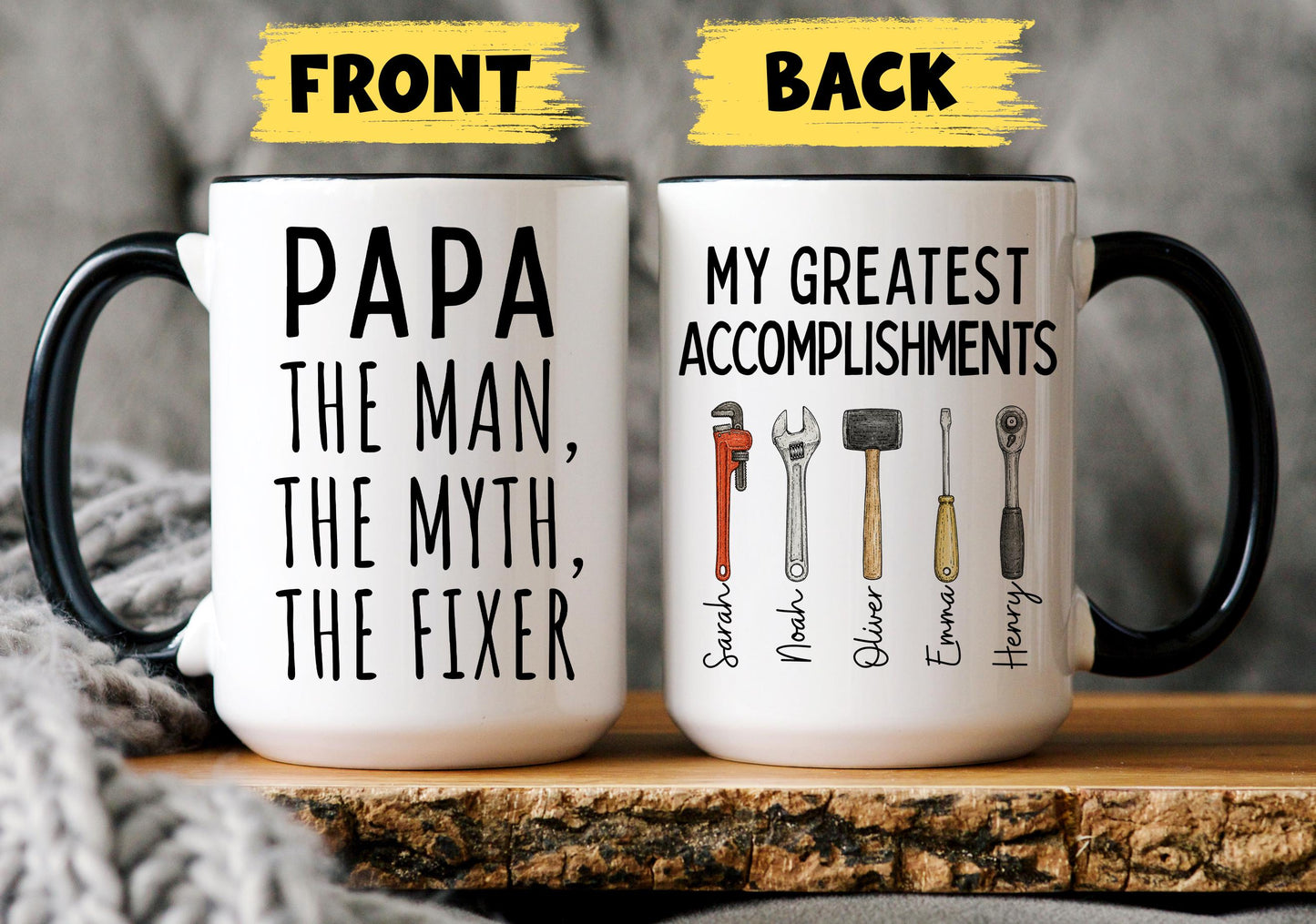 Papa Mug, Personalized Papa Gift, Custom Papa Mug from Grandkids Grandchildren, Papa Birthday Christmas Present, Papa Garage Mug