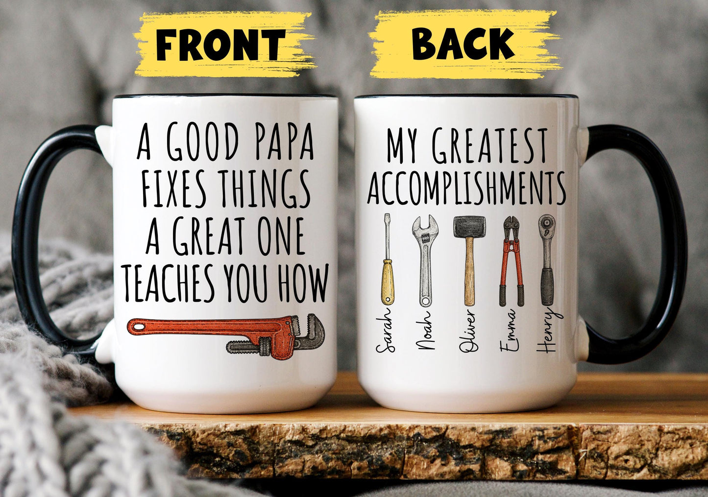 Papa Mug, Personalized Papa Gift, Custom Papa Mug from Grandkids Grandchildren, Papa Birthday Christmas Present, Papa Garage Mug