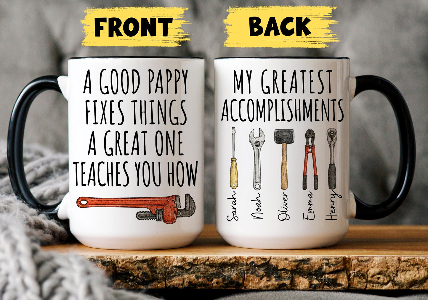 Pappy Mug, Personalized Pappy Gift, Custom Pappy Mug from Grandkids Grandchildren, Pappy Birthday Christmas Present, Pappy Garage Mug