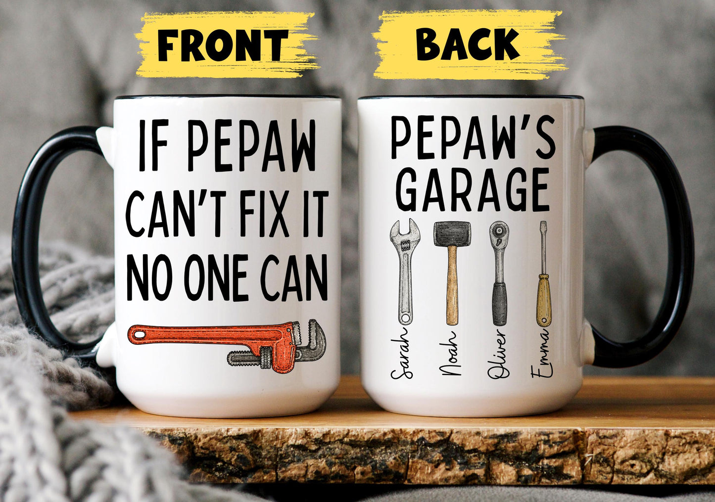 Pepaw Mug, Personalized Pepaw Gift, Custom Pepaw Mug from Grandkids Grandchildren, Pepaw Birthday Christmas Present, Pepaw Garage Mug