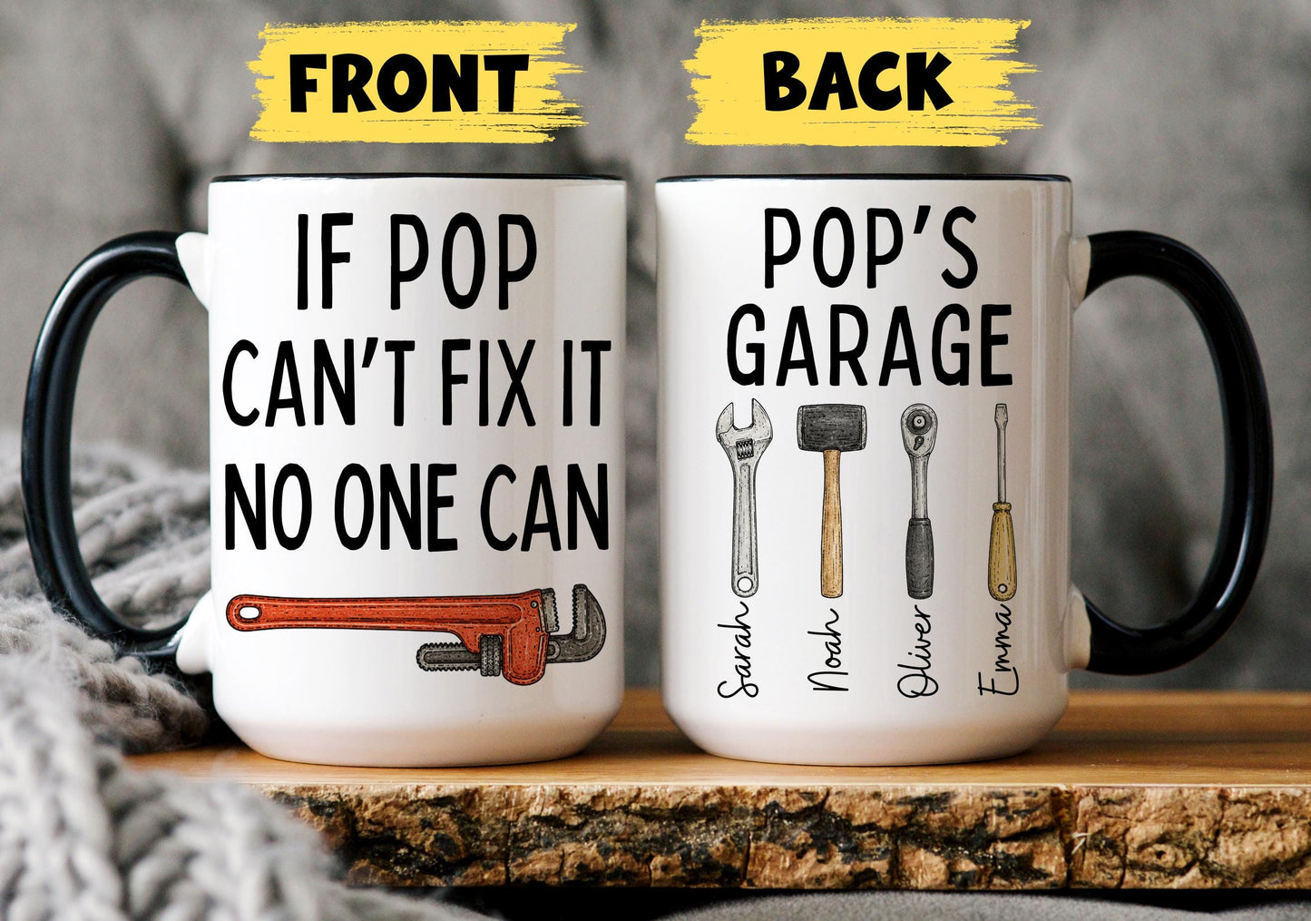 Pop Mug, Personalized Pop Gift, Custom Pop Mug from Grandkids Grandchildren, Pop Birthday Christmas Present, Pop Garage Mug