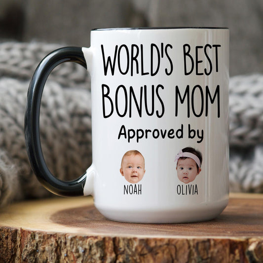 Best Bonus Mom Mug, Personalized Step Mom Baby Face Mug, Custom Kids face photo Bonus Mom Gift, Stepmom Birthday Present from Children