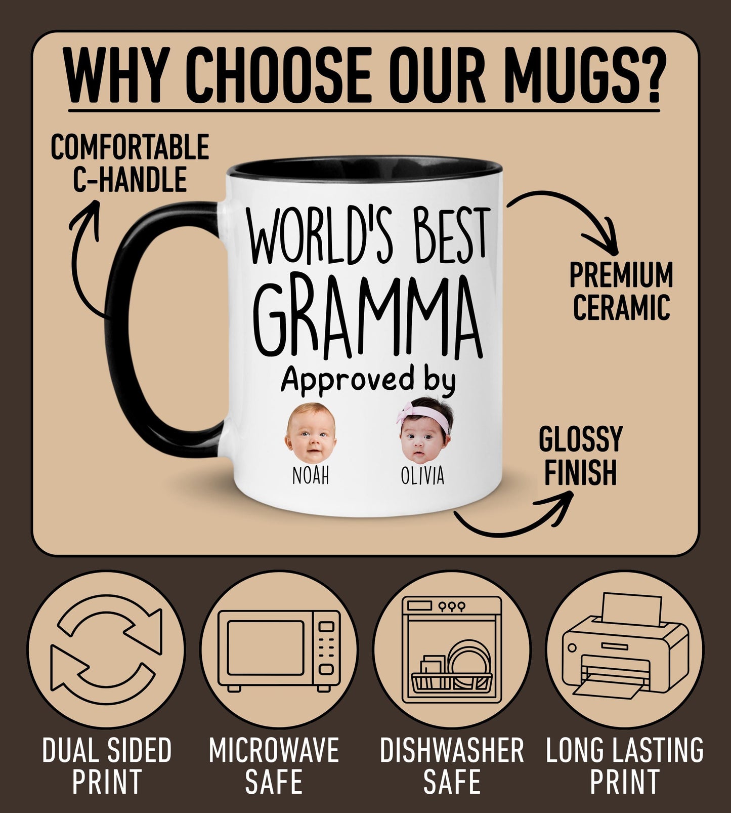 Best Gramma Mug, Personalized Gramma Kids Baby Face Photo Gift, Custom Gramma Baby Present, Grandchild face mug, Gramma Baby photo gift