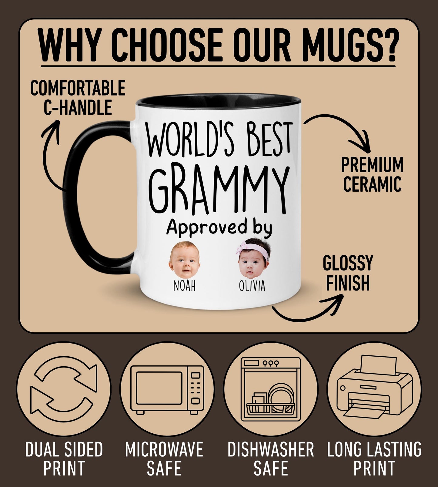 Best Grammy Mug, Personalized Grammy Kids Baby Face Photo Gift, Custom Grammy Baby Present, Grandchild face mug, Grammy Baby photo gift