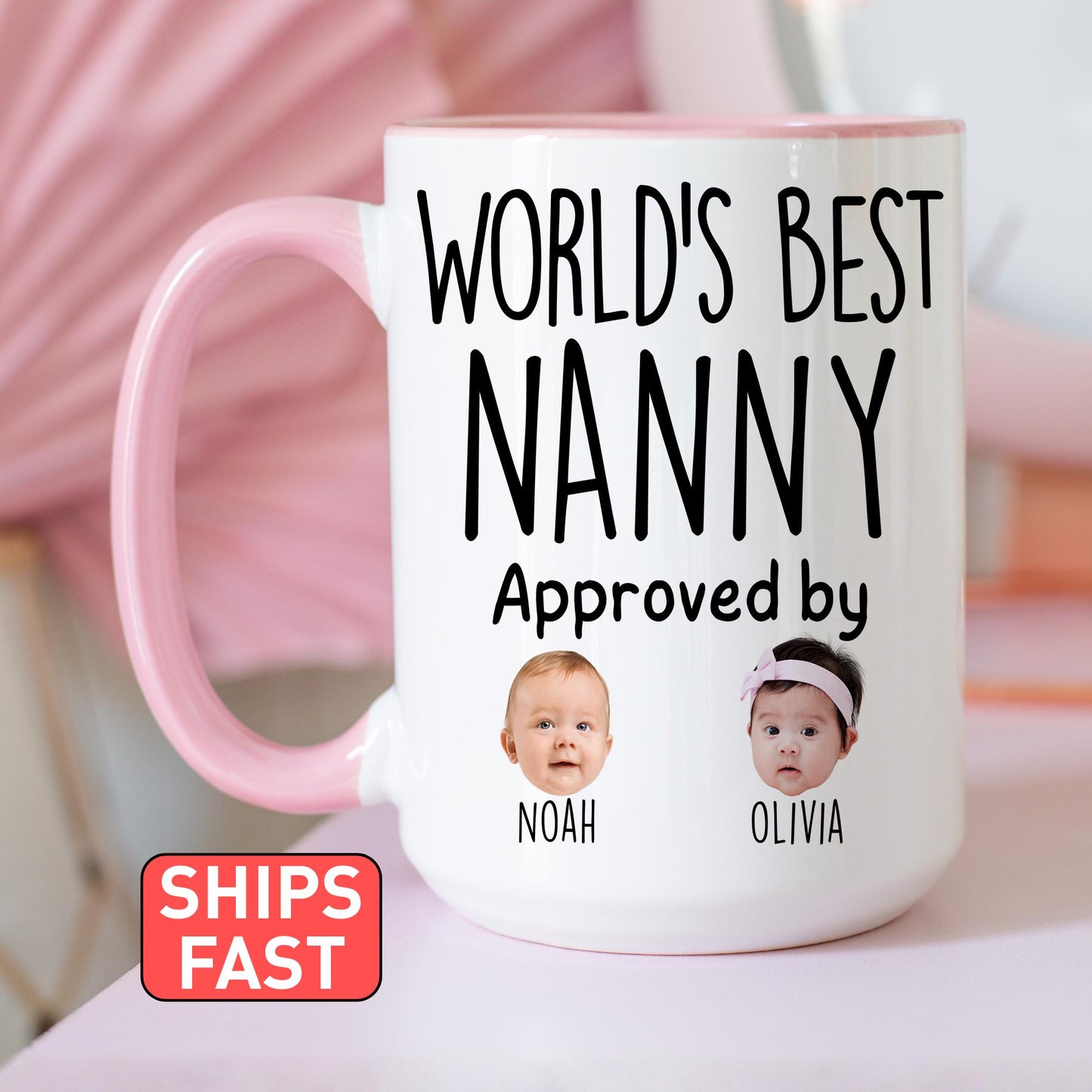 Best Nanny Mug, Personalized Nanny Kids Baby Face Photo Gift, Custom Nanny Baby Present, Nanny Grandchild face mug, Nanny Baby photo gift