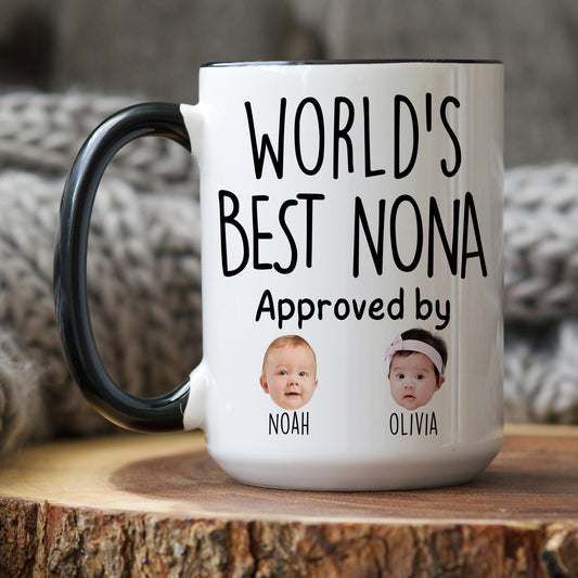 Best Nona Mug, Personalized Nona Kids Baby Face Photo Gift, Custom Nona Baby Present, Nona Grandchild face mug, Nona Baby Mug, Nona Grandkid