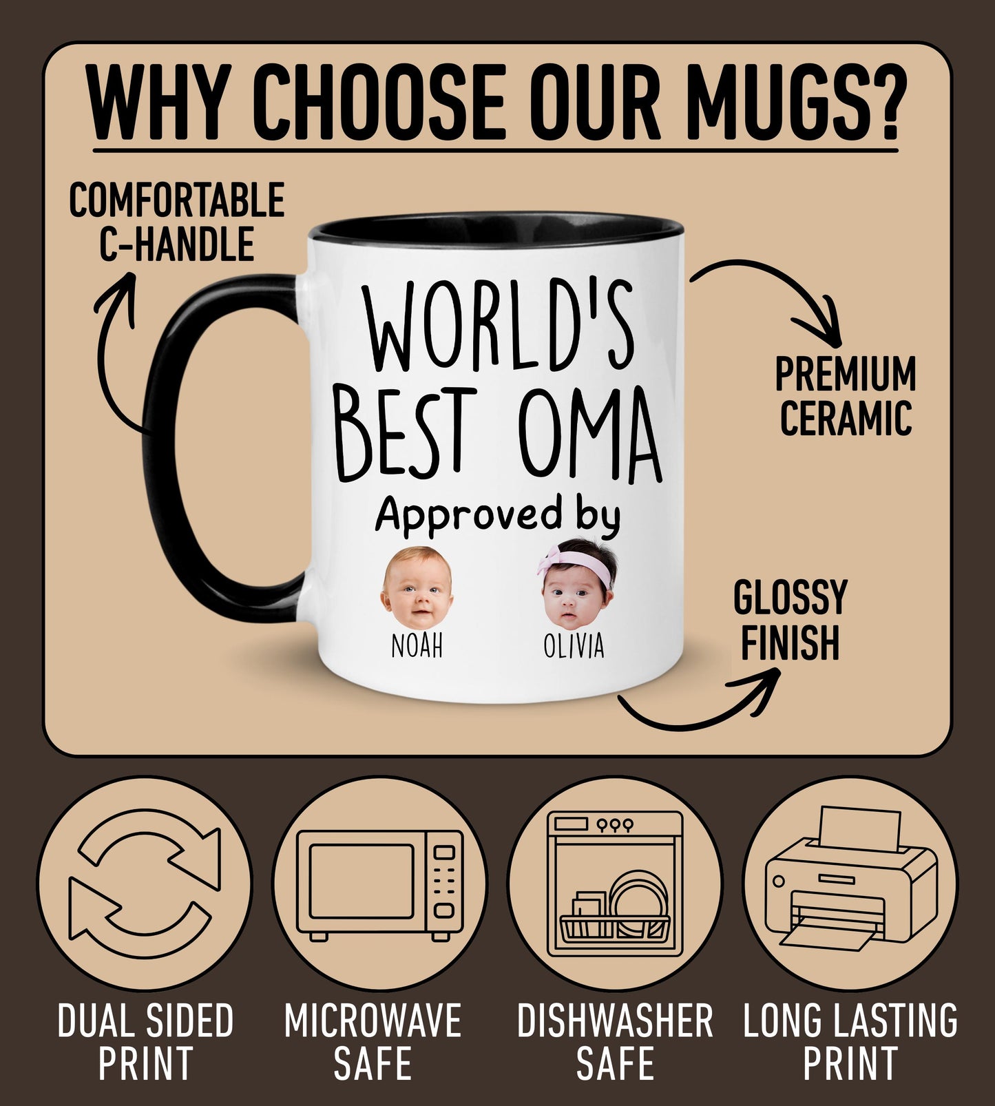 Best Oma Mug, Personalized Oma Kids Baby Face Photo Gift, Custom Oma Baby Present, Oma Grandchild face mug, Oma Baby Mug, Oma Grandkid Gift