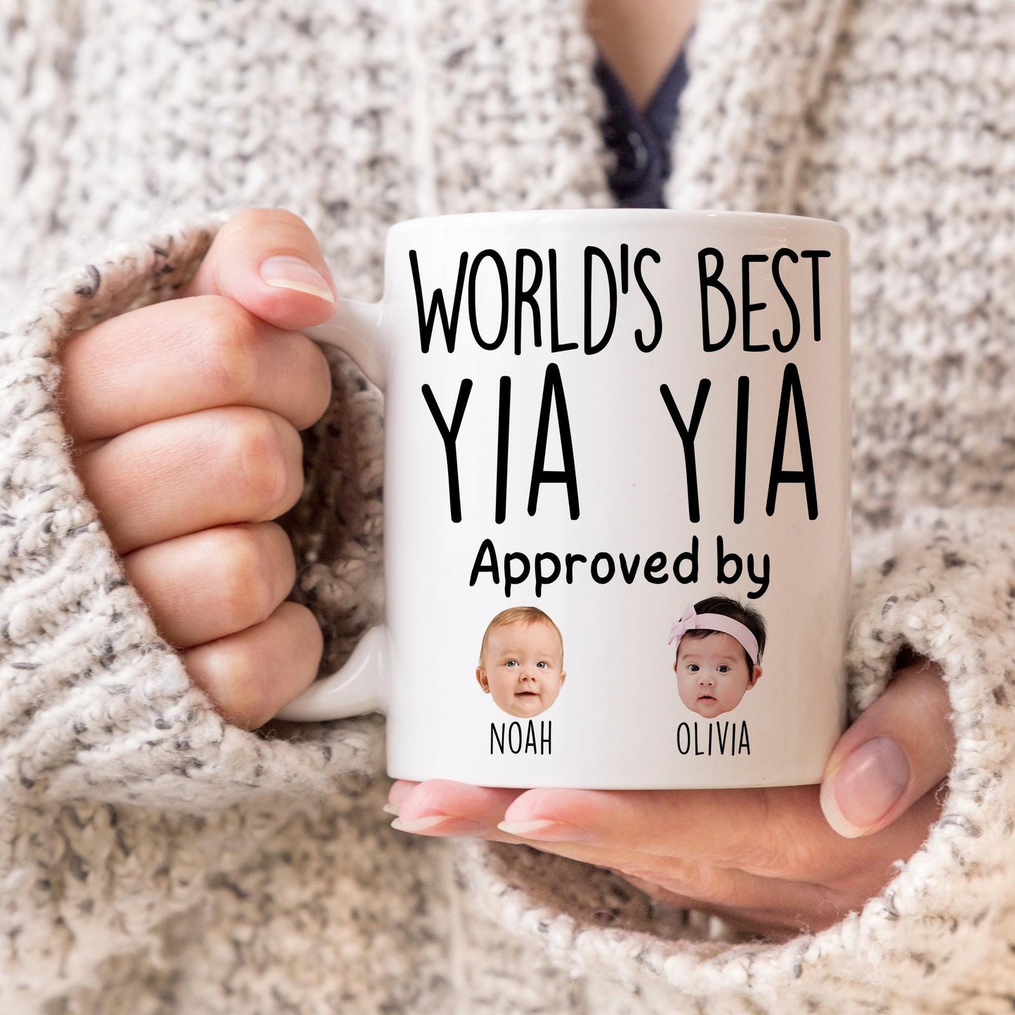 Best Yia Yia Mug, Personalized Yia Yia Kids Baby Face Photo Gift, Custom Yia Yia Baby Present, Yia Yia Grandchild face mug, Yia Yia Grandkid