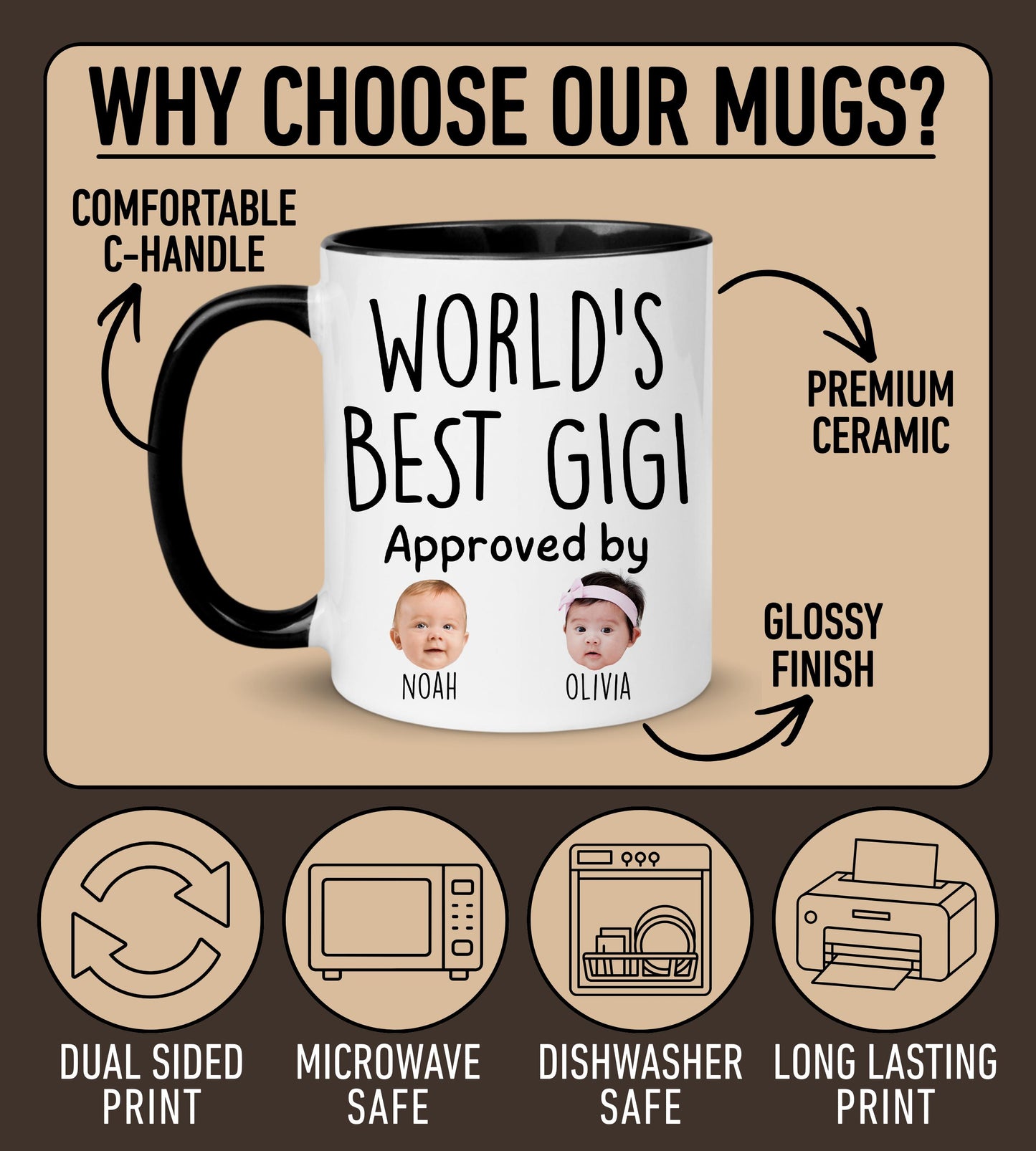 Best Gigi Mug, Personalized Gigi Kids Baby Face Photo Gift, Custom Gigi Baby Present, Gigi Grandchild face mug, Gigi Baby Mug, Gigi Grandkid