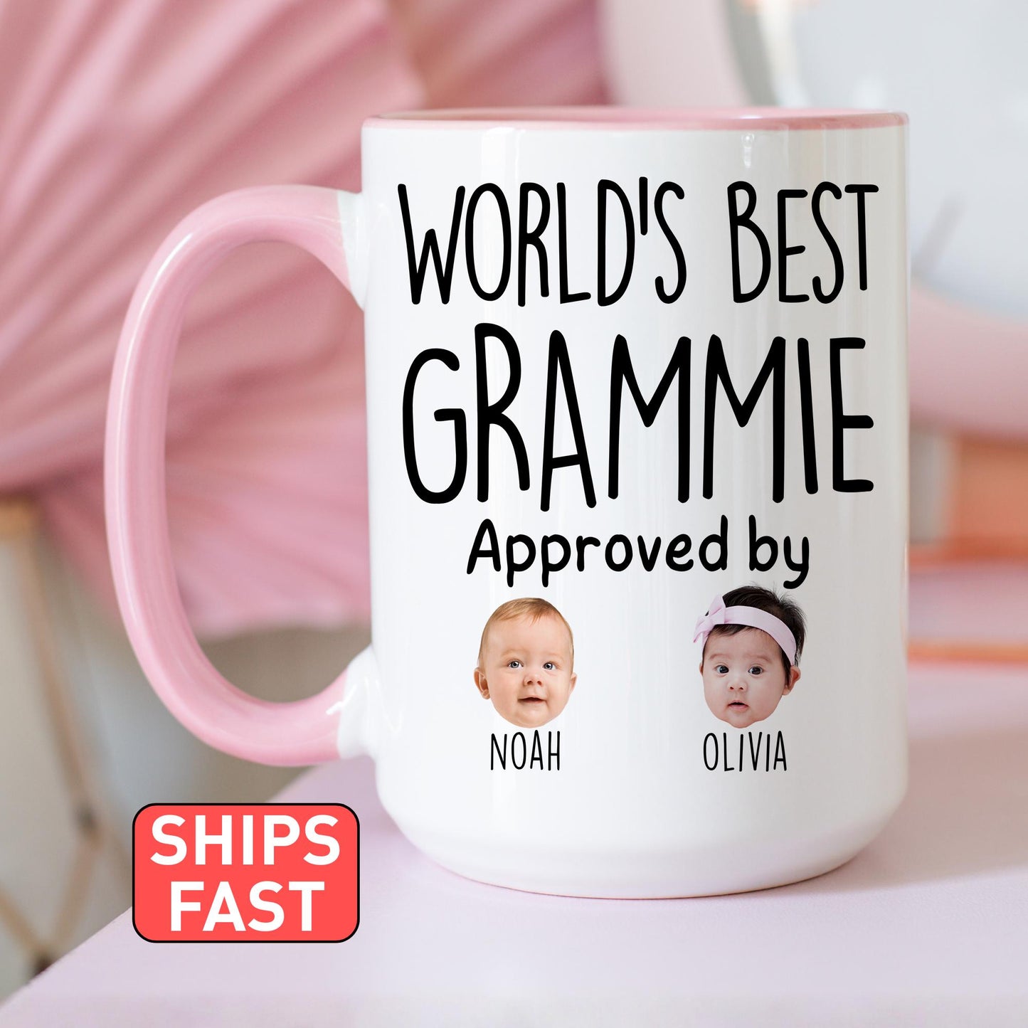 Best Grammie Mug, Personalized Grammie Kids Baby Face Photo Gift, Custom Grammie Baby Present, Grammie Grandchild face mug, Grammie Grandkid