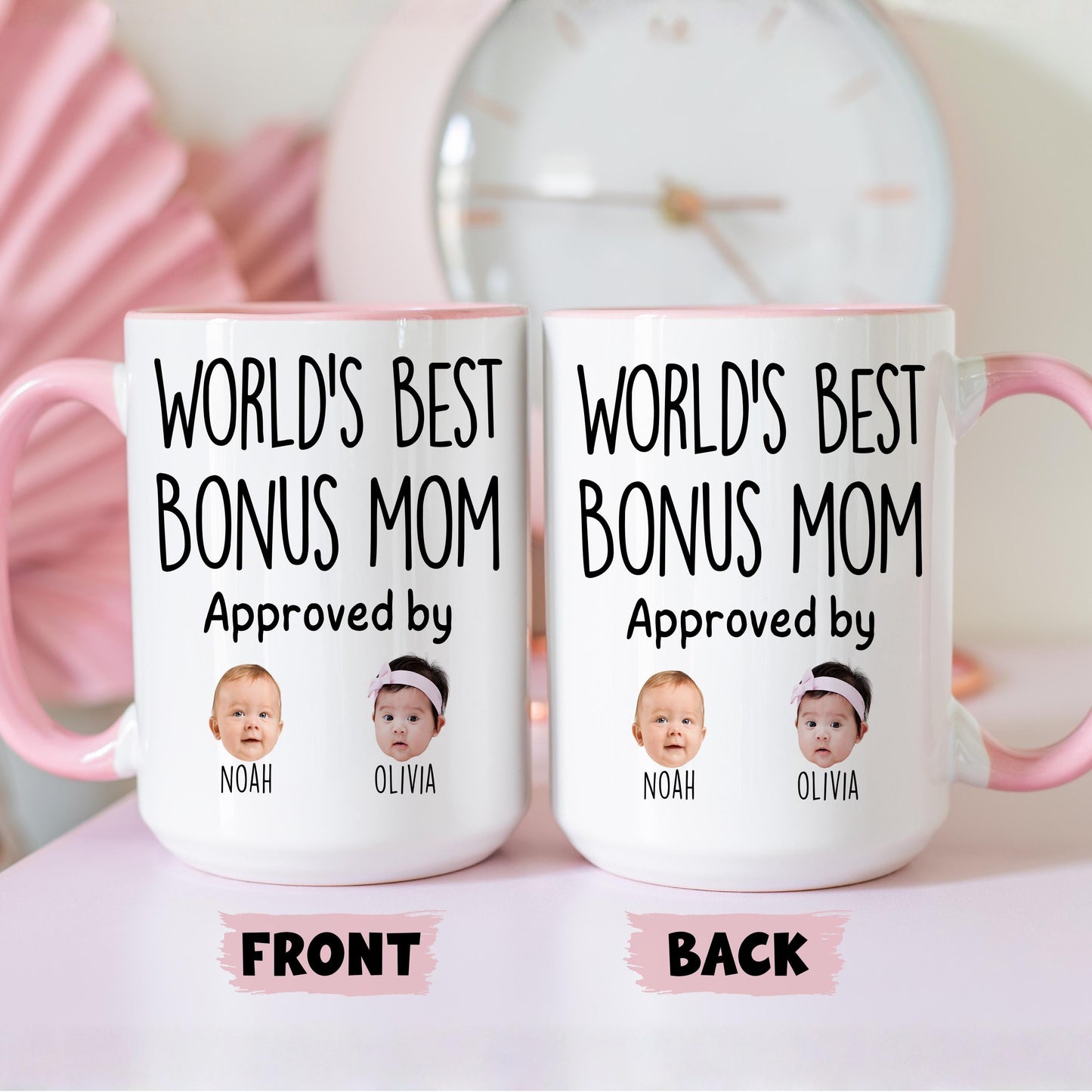 Best Bonus Mom Mug, Personalized Step Mom Baby Face Mug, Custom Kids face photo Bonus Mom Gift, Stepmom Birthday Present from Children