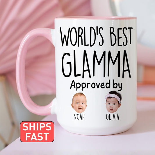 Best Glamma Mug, Personalized Glamma Kids Baby Face Photo Gift, Custom Glamma Baby Present, Grandchild face mug, Glamma Baby photo gift