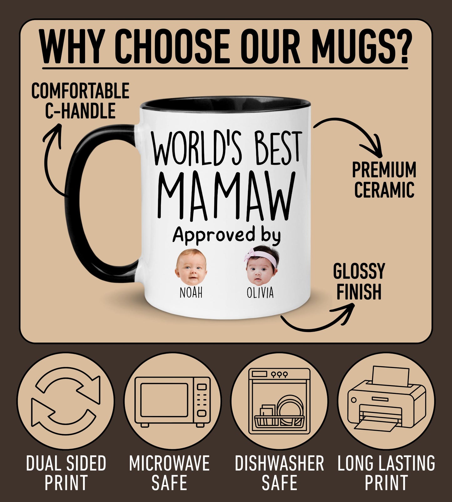 Best Mamaw Mug, Personalized Mamaw Kids Baby Face Photo Gift, Custom Mamaw Baby Present, Grandchild face mug, Mamaw Baby photo gift