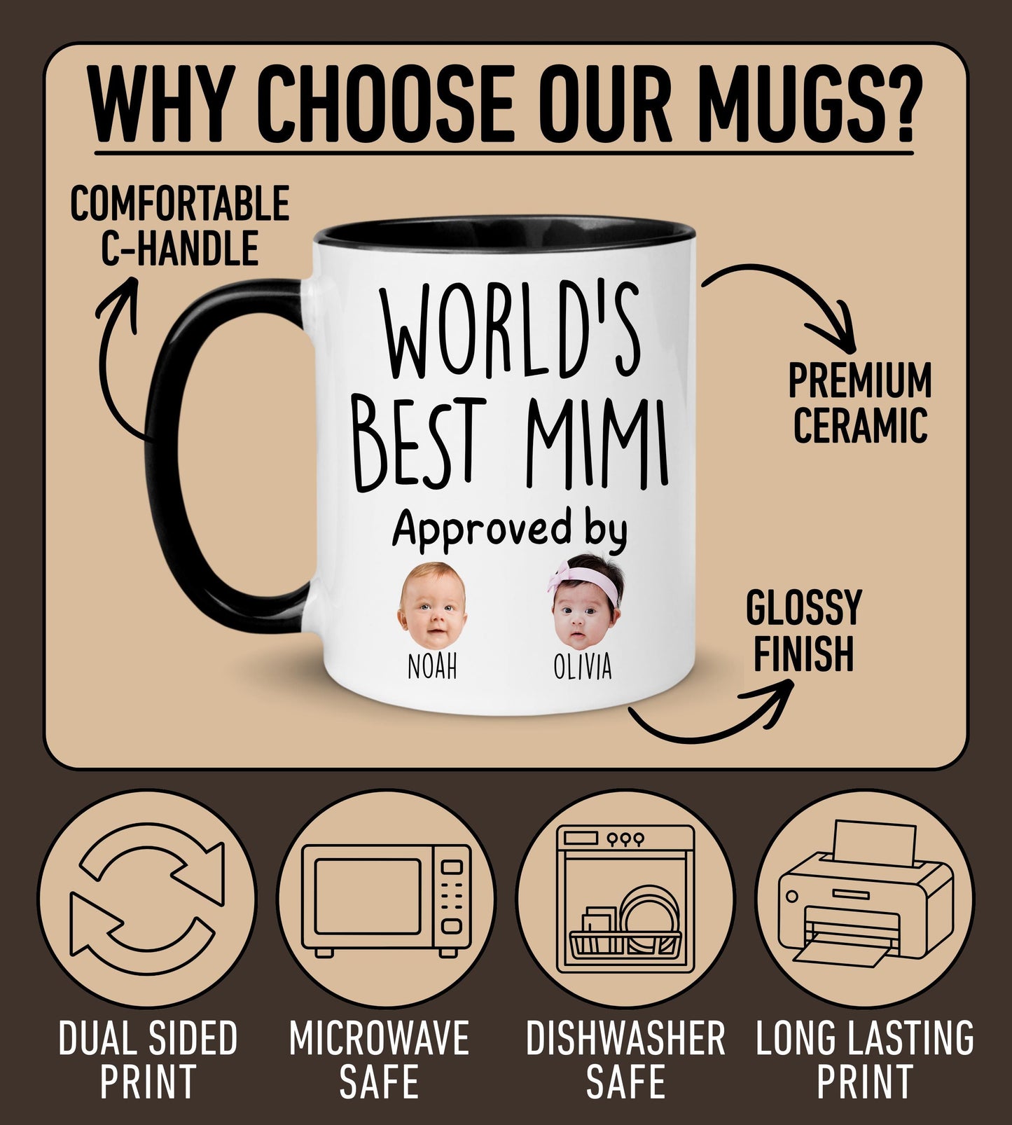 Best Mimi Mug, Personalized Mimi Kids Baby Face Photo Gift, Custom Mimi Baby Present, Grandchild face mug, Mimi Baby Mug, Mimi Grandkid Gift
