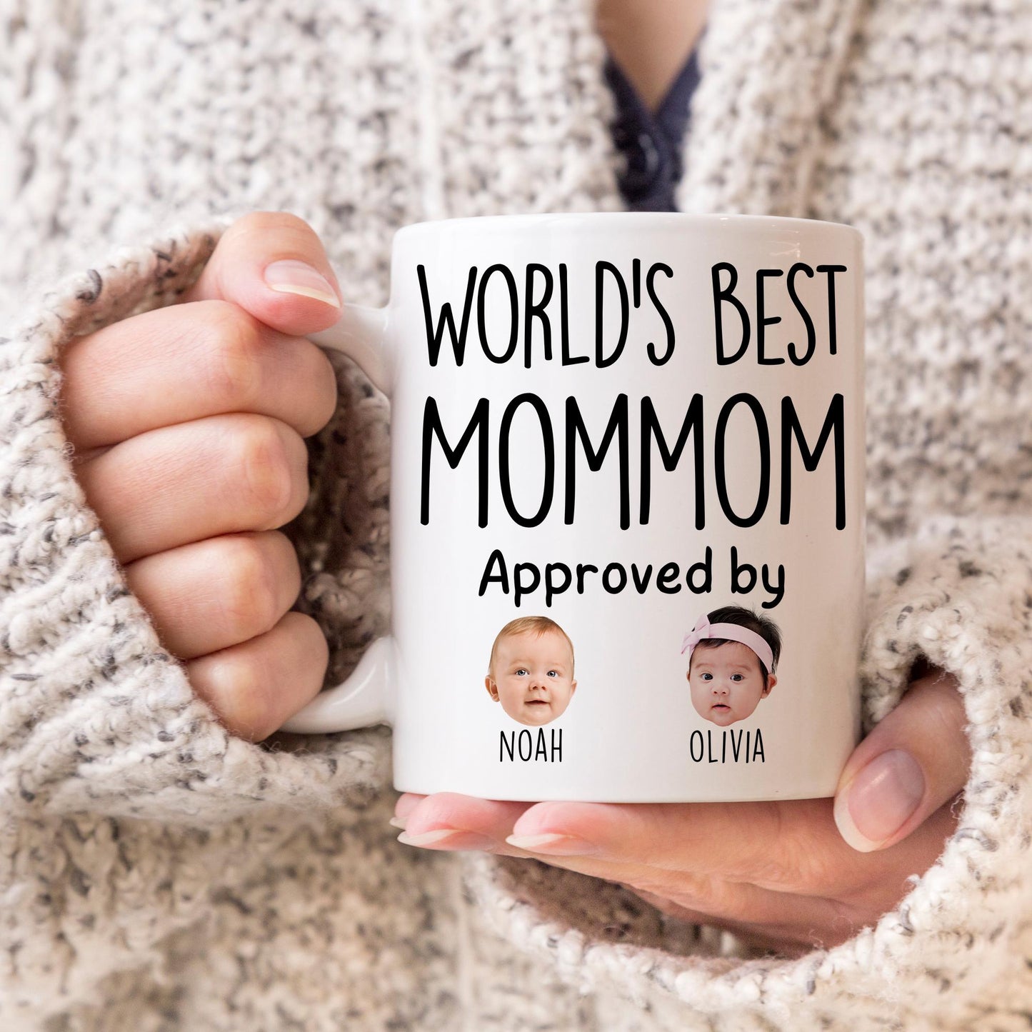 Best Mommom Mug, Personalized Mommom Kids Baby Face Photo Gift, Custom Mommom Baby Present, Mommom Baby Grandchild mug, Mommom Grandkid