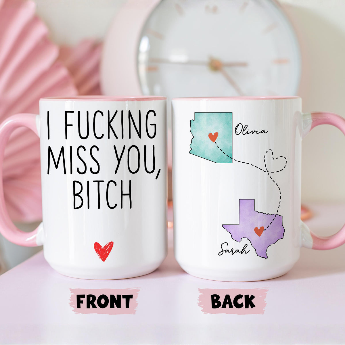Long Distance Bestie Mug, Personalized Best Friends State to State Mug, Long Distance Friend Gift, Never Too Far BFF Mug, Bestie Going Away