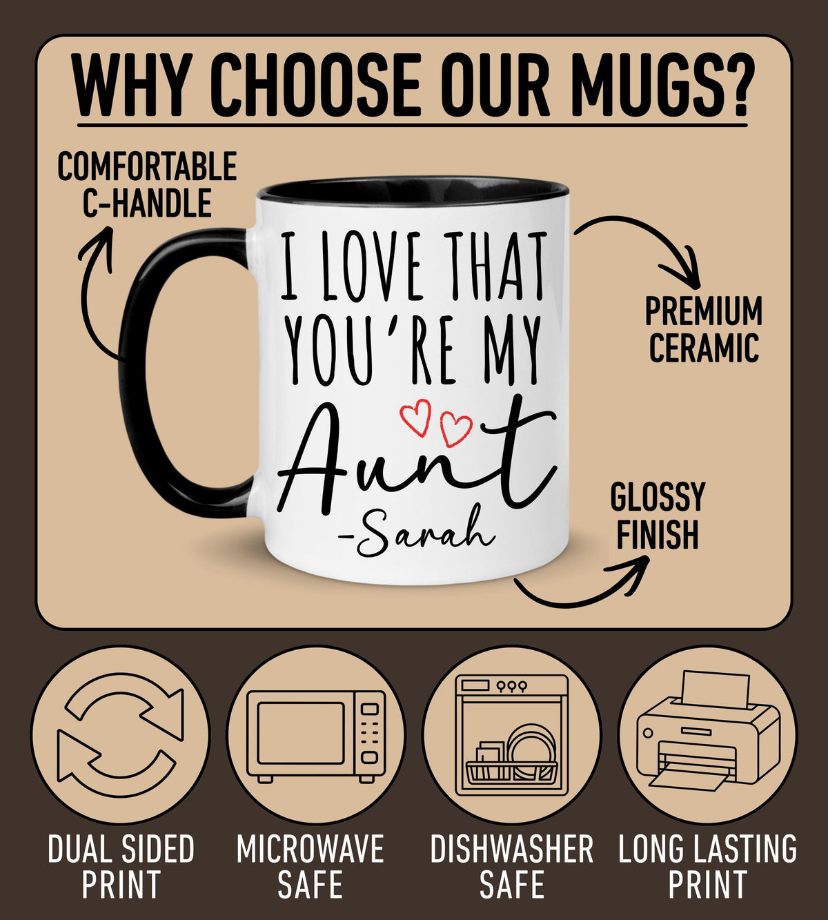 Auntie Niece Mug, Personalized Aunt Niece Mug, Aunt Birthday Gift from Niece Nephew, Custom aunt cup, Gift from nephew Niece