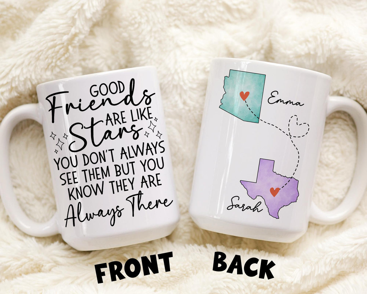 Bestie Mug, Custom Long distance Bestie Mug, Best Friends long distance gift, Friend birthday gift, State to State Bestie Mug, miles apart