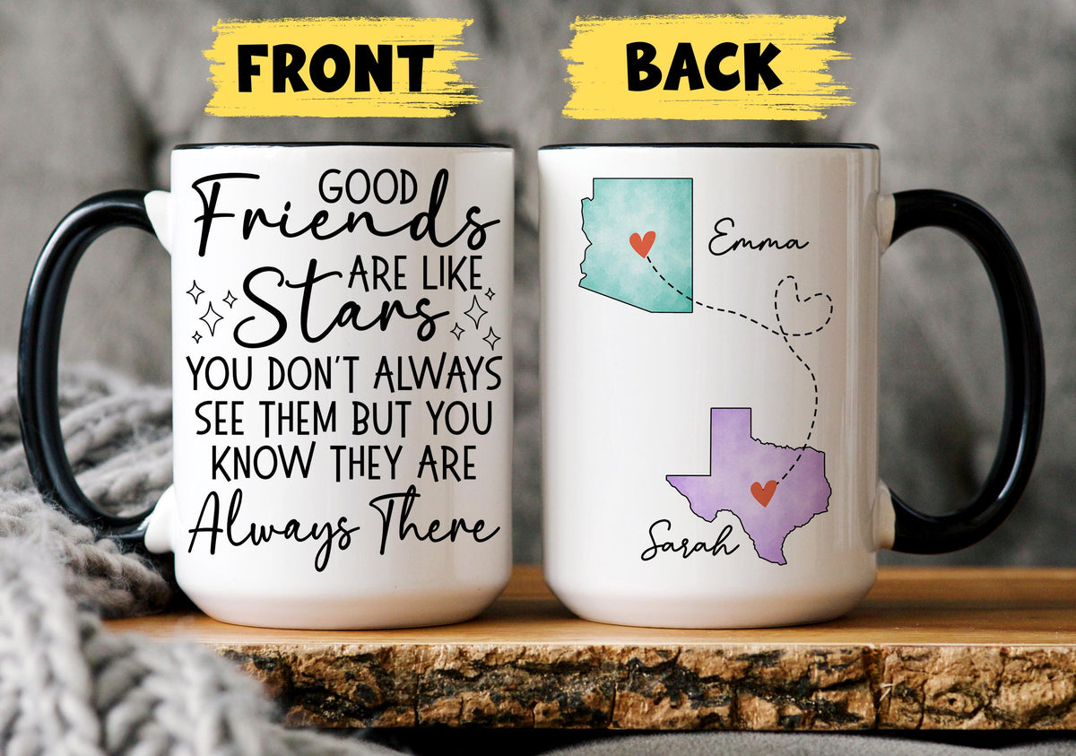 Bestie Mug, Custom Long distance Bestie Mug, Best Friends long distance gift, Friend birthday gift, State to State Bestie Mug, miles apart