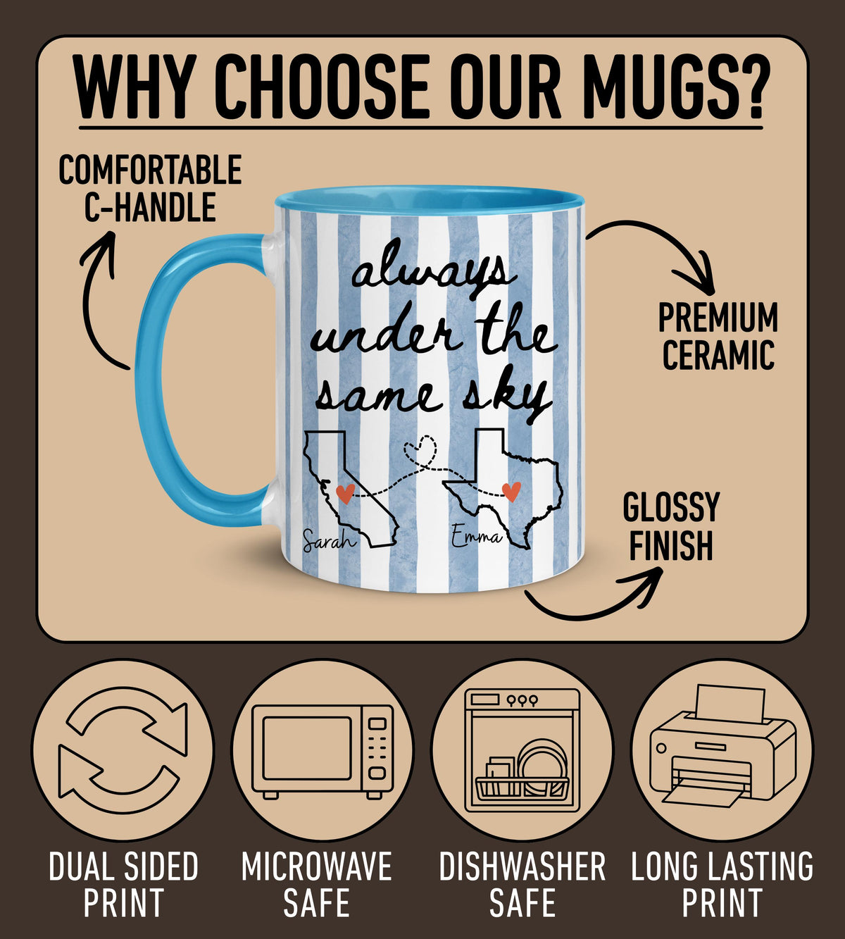 Best Friend Long Distance Mug, Personalized Bestie Mug, Bestie Mug, Bestie long distance bff gift, State to State cup, Bestie Friendship Mug
