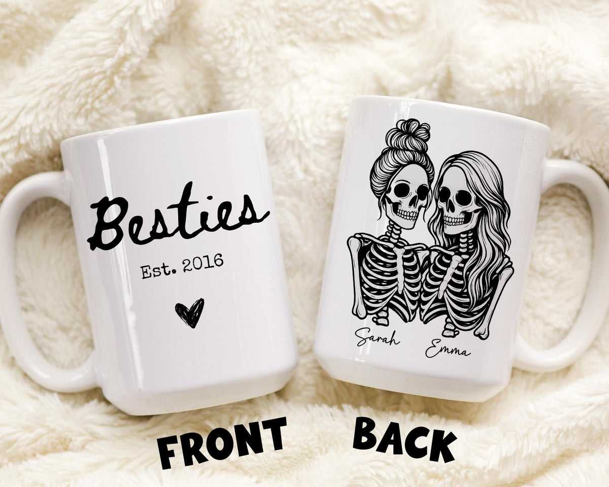 Friend Skeleton Mug, Skeleton Bestie Gift, Funny Work Bestie Mug, True Crime Lover Bestie Mug, Horror fan Friend gift, Crime show Bestie Cup