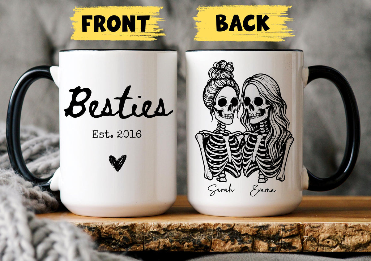 Friend Skeleton Mug, Skeleton Bestie Gift, Funny Work Bestie Mug, True Crime Lover Bestie Mug, Horror fan Friend gift, Crime show Bestie Cup