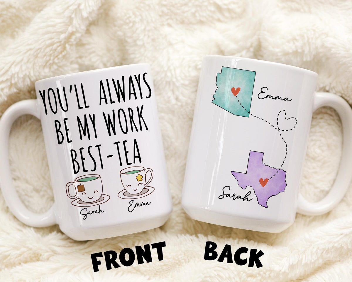 Work Bestie Mug, Personalized Office Friend Mug, Coworker Long Distance Gift, Coworker Moving Away Mug, Office Colleague Relocation Cup