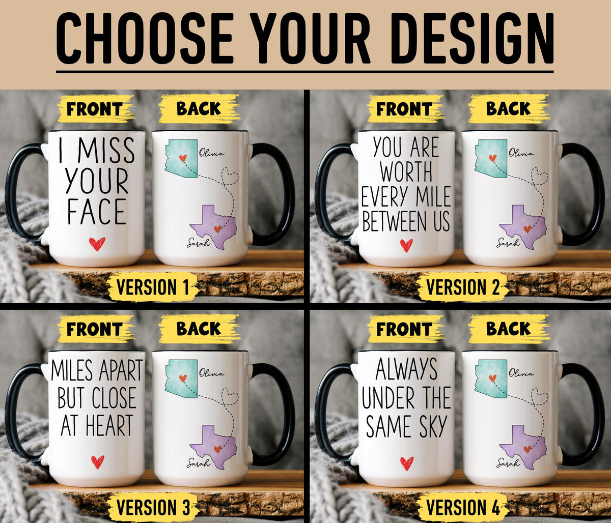 Best Friend Long Distance Mug, Personalized Long Distance Bestie Gift, Custom State to State Bestie Friendship Mug, Friend Moving Away Cup