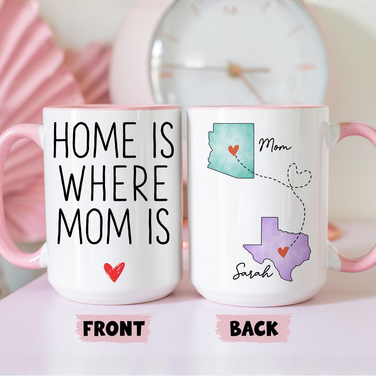 Mom Daughter Long Distance Mug, Personalized Mother Daughter State to State Gift, Mom Miles Apart Mug, Mom Daughter Moving Away Mug