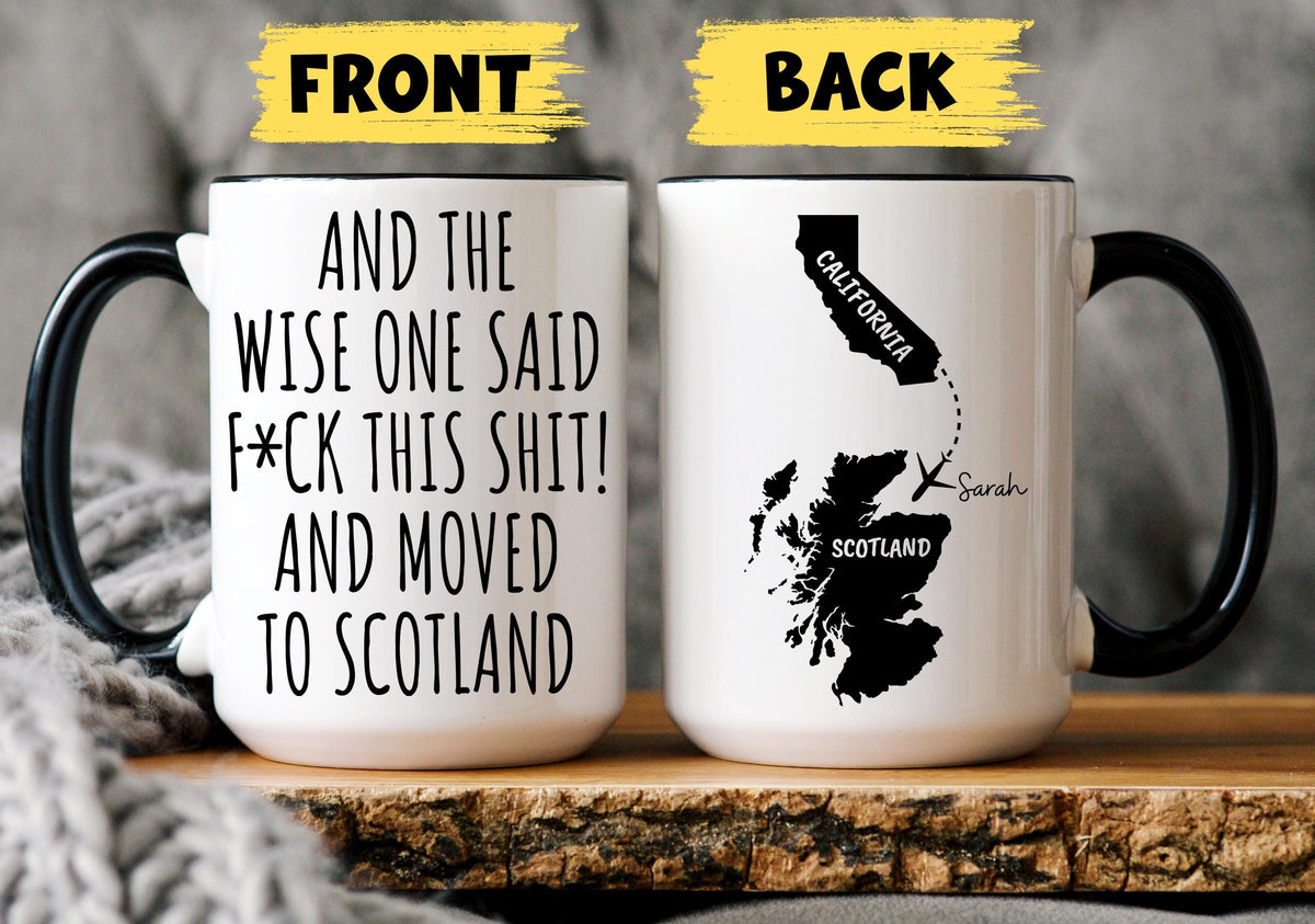 Moving to Scotland Mug, Personalized Scotland Relocation Mug, Relocating to Scotland Gift, Immigration to Scotland Mug, Moving away mug
