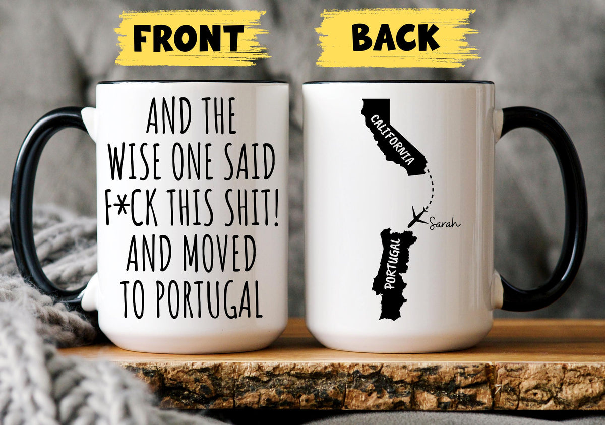 Moving to Portugal Mug, Personalized Portugal Relocation Mug, Relocating to Portugal Gift, Immigration to Portugal Mug, Moving Away Mug