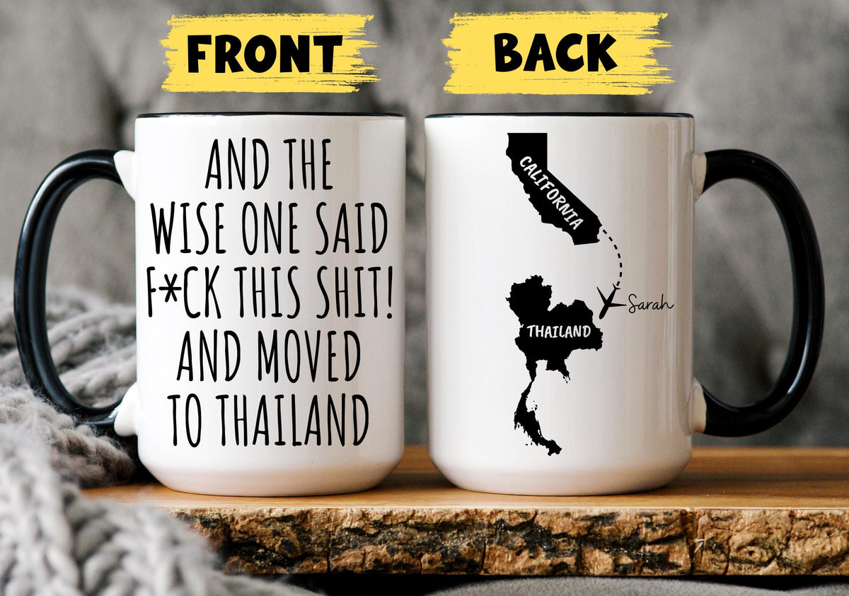 Moving to Thailand Mug, Personalized Thailand Relocation Mug, Relocating to Thailand Gift, Immigration to Thailand Mug, Thailand Moving away