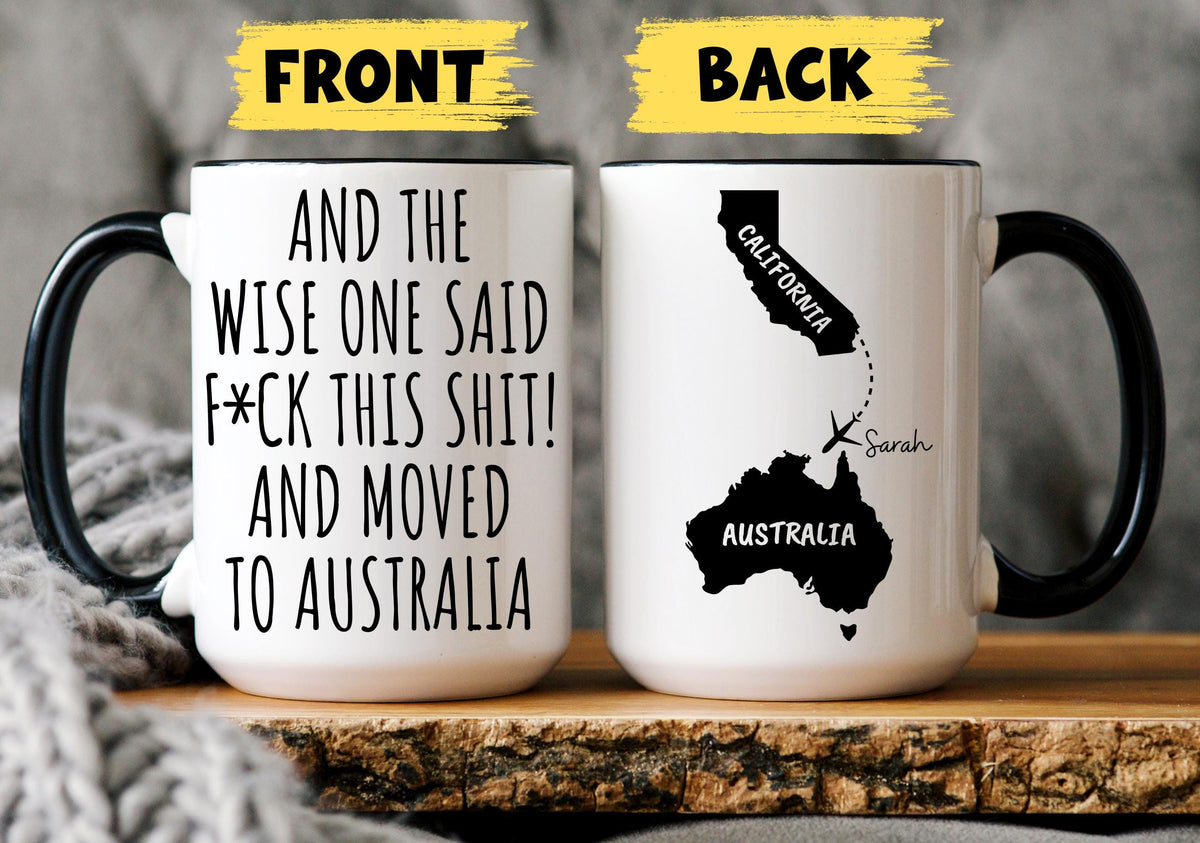Moving to Australia Mug, Personalized Australia Relocation Mug, Relocating to Australia Gift, Immigration to Australia Mug, Moving away mug