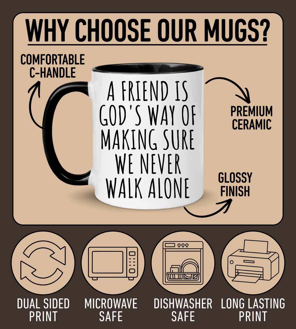Long distance Bestie Mug, Personalized Best Friend Long distance Mug, Bestie going away gift, Friend Is God's Way Never Walk Alone Mug