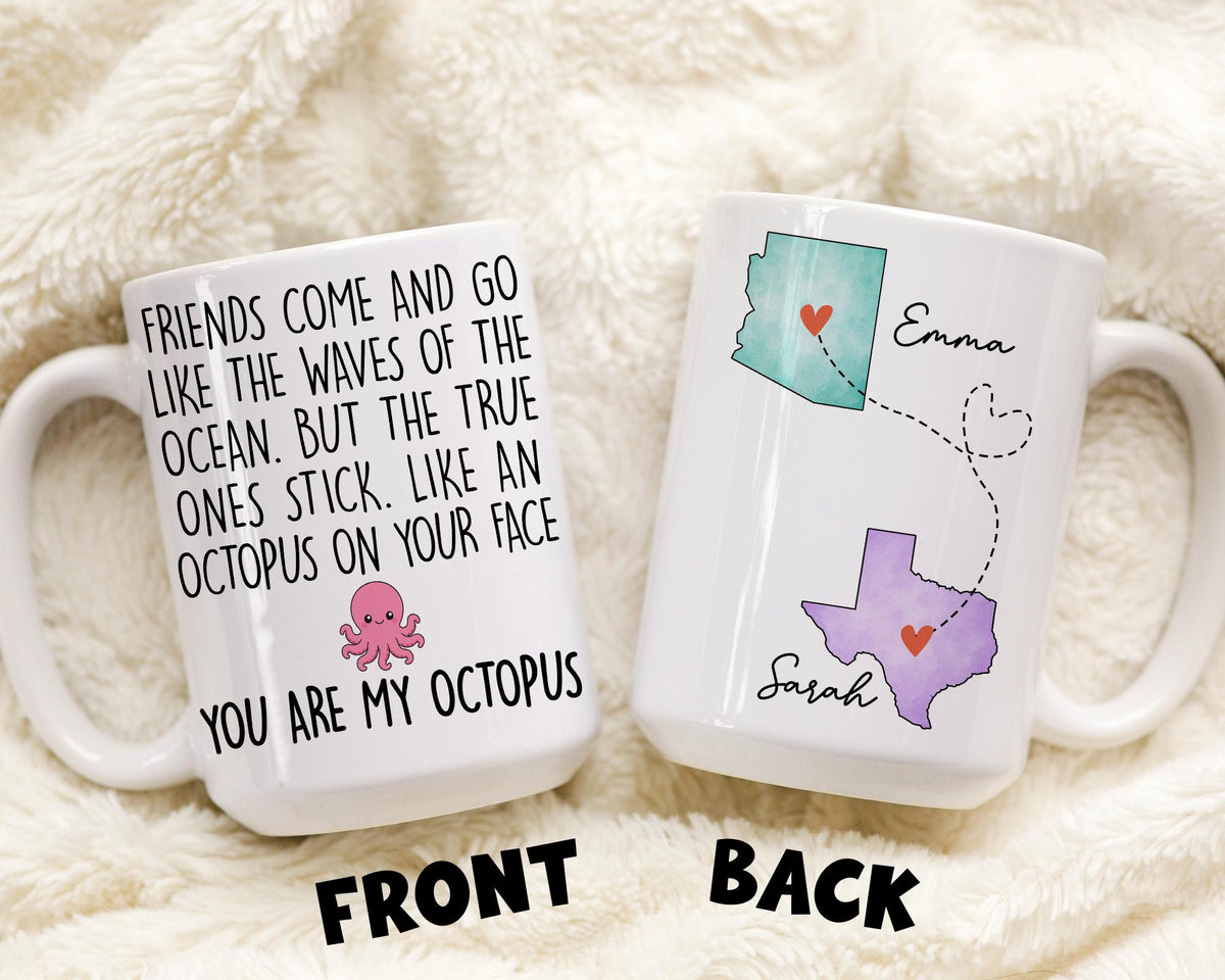 Personalized Bestie Mug, Long distance Bestie Mug, Best Friends long distance bff gift, Friend birthday gift, State to State Bestie Mug