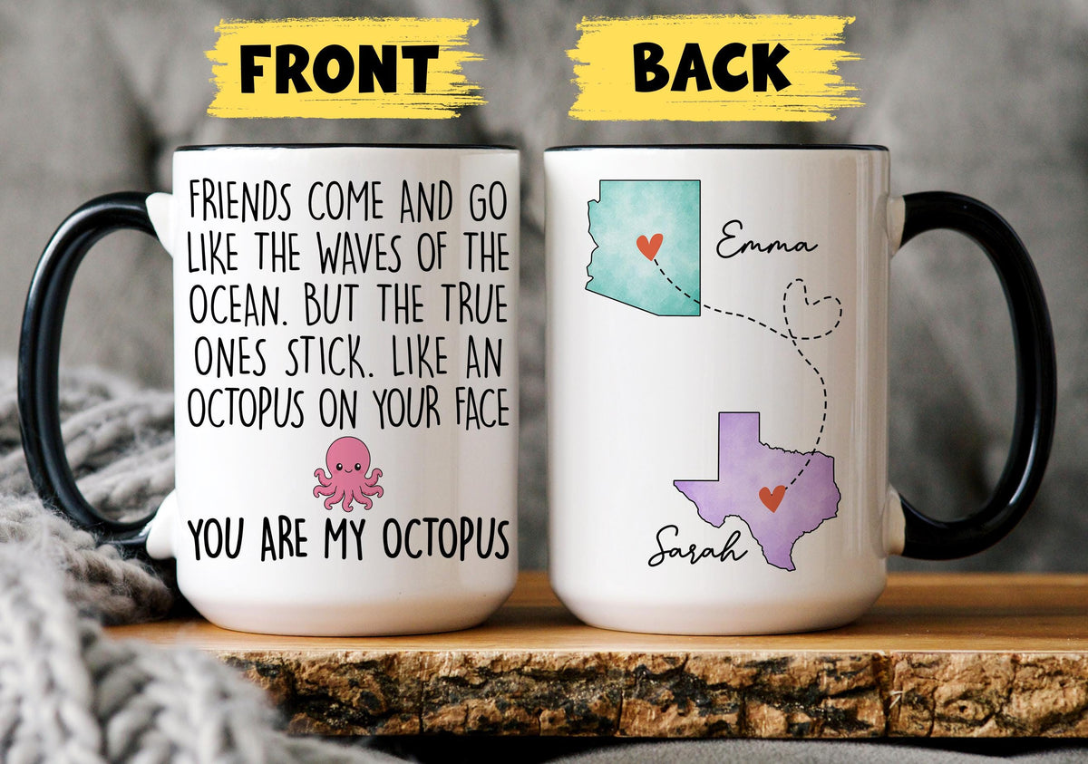 Personalized Bestie Mug, Long distance Bestie Mug, Best Friends long distance bff gift, Friend birthday gift, State to State Bestie Mug