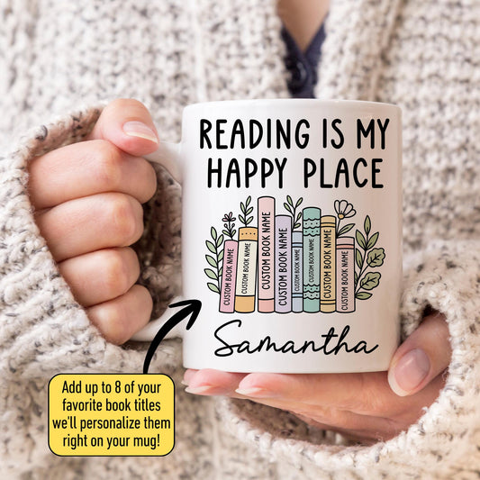 Reading Mug, Personalized Book Lover Gift, Custom Book Tittle and Name Bookworm Mug, Reading Pun Mug, Bibliophile Humor Mug