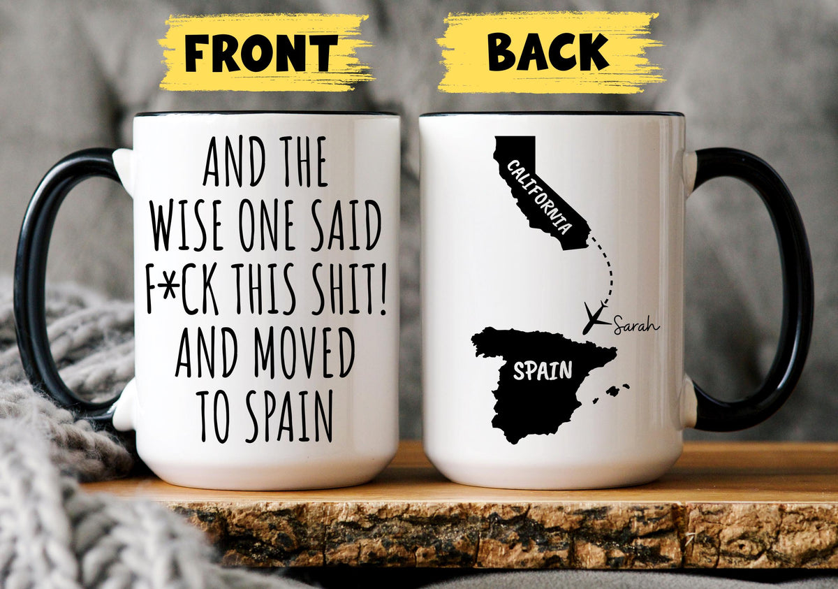 Moving to Spain Mug, Personalized Spain Relocation Mug, Relocating to Spain Gift, Immigration to Spain Mug, Spain Moving away mug
