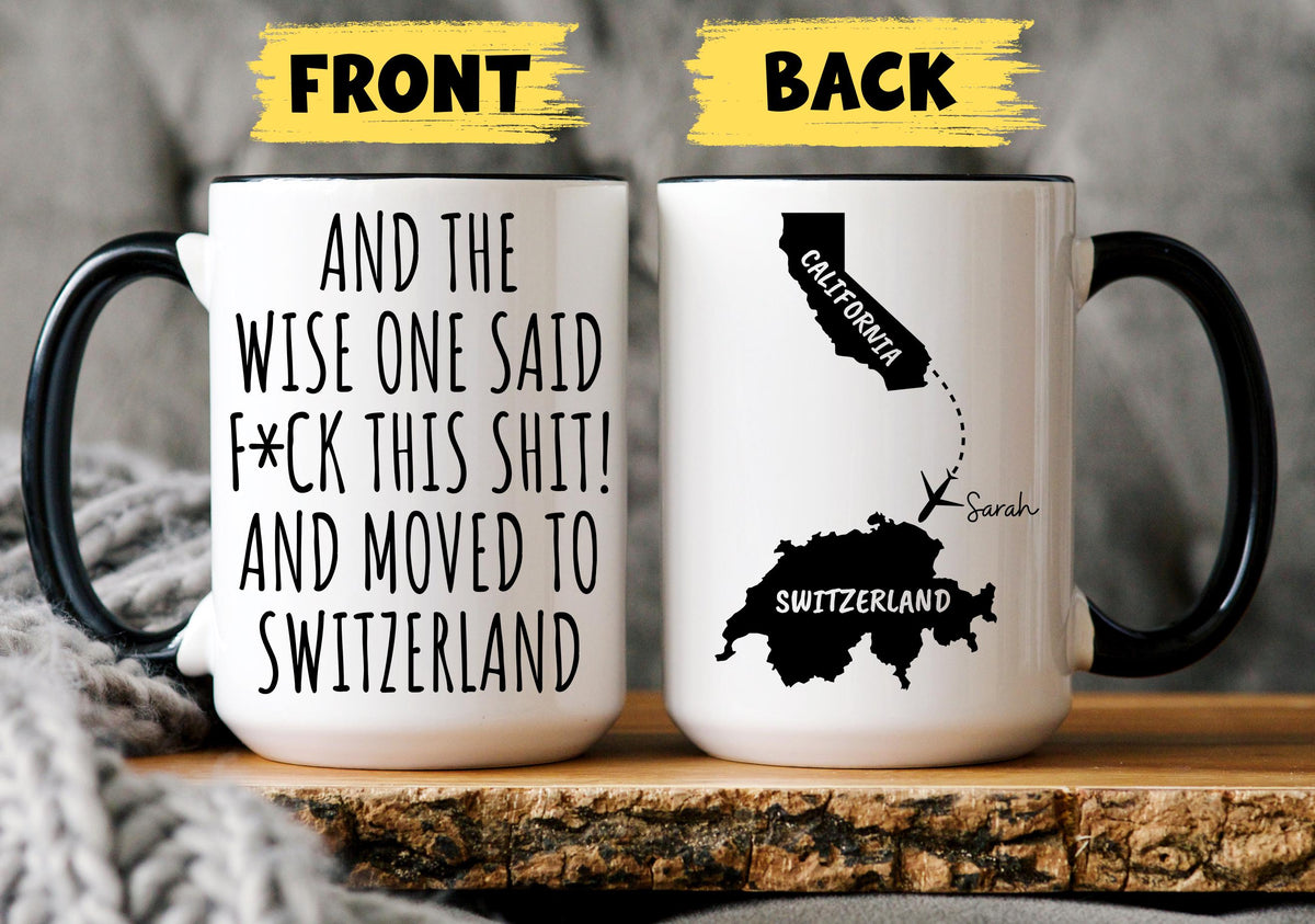 Moving to Switzerland Mug, Personalized Switzerland Relocation Mug, Relocating to Switzerland Gift, Immigration to Switzerland Mug