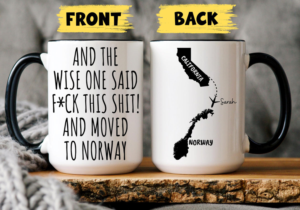 Moving to Norway Mug, Personalized Norway Relocation Mug, Relocating to Norway Gift, Immigration to Norway Mug, Norway Moving Away Mug