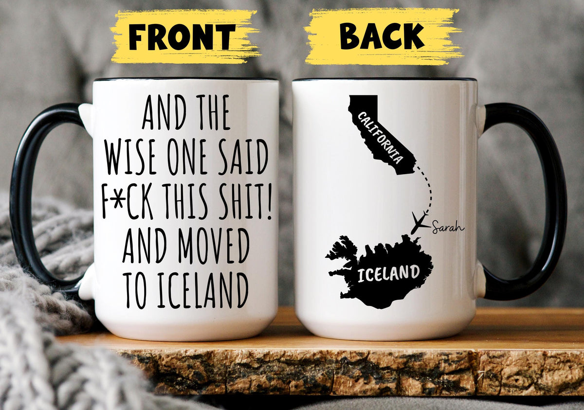 Moving to Iceland Mug, Personalized Iceland Relocation Mug, Relocating to Iceland Gift, Immigration to Iceland Mug, Iceland Moving away mug