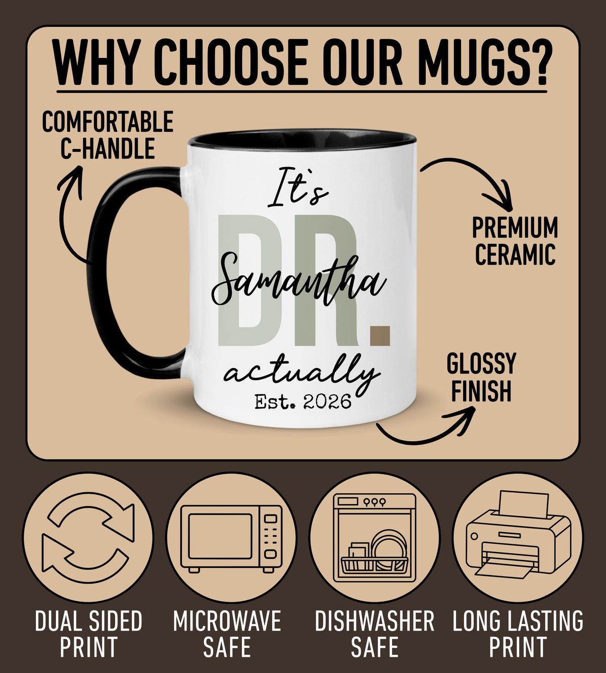Custom Name Doctor Mug, Personalized Doctor Mug, Doctor’s Appreciation Gift, PHD Gift, Doctor Mug For Birthday, Med School Grad Present