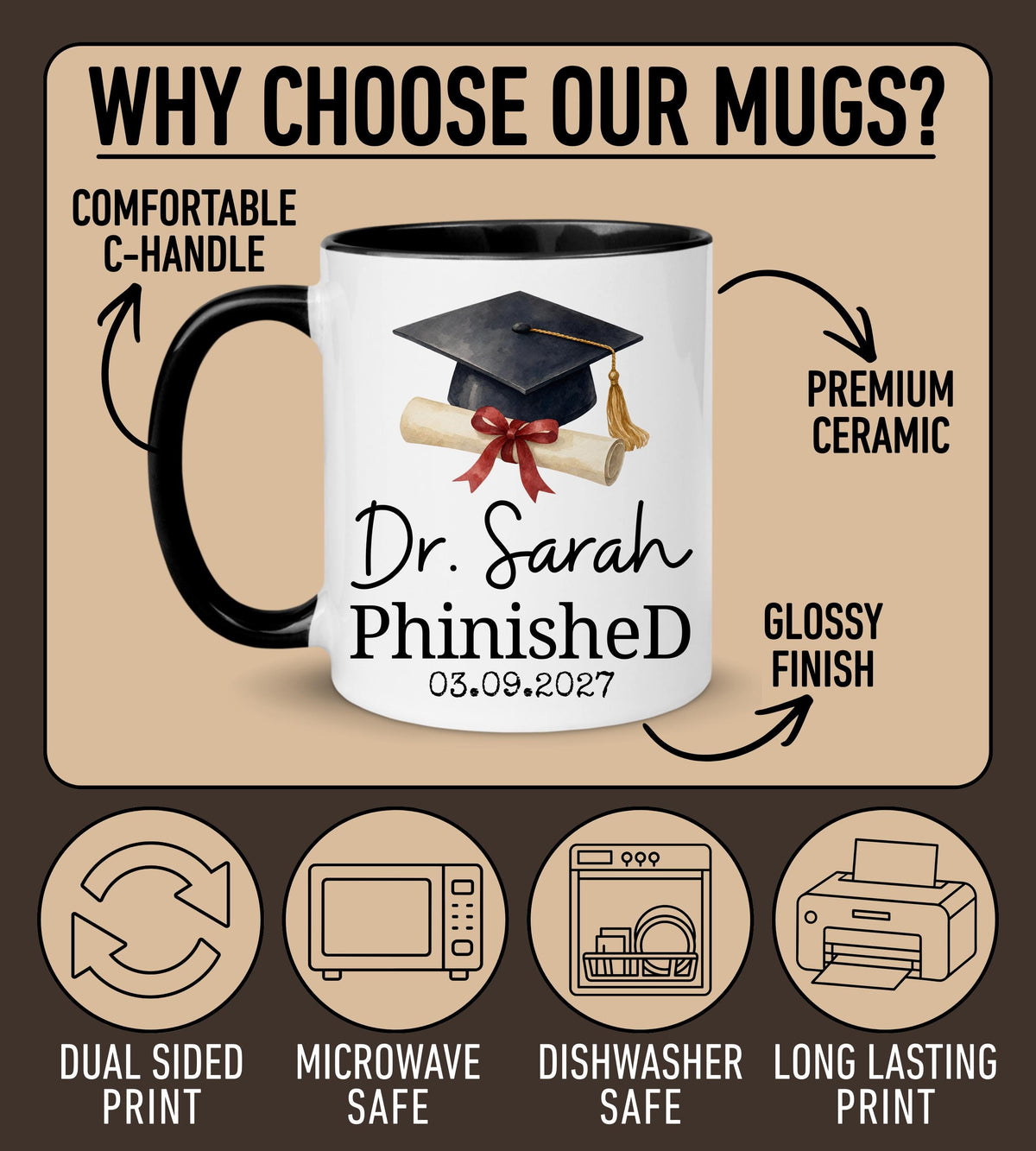 PhD Mug, PhD Graduation Gift, Funny Doctorate Mug, Personalized PhD Dr graduation gift, PhD Graduation Mug, phd grad mug, Custom Doctorate