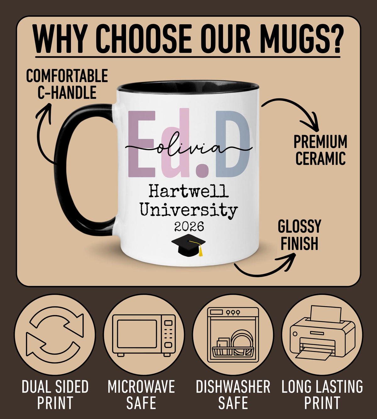 Personalized Ed.D Mug, Doctor of Education EdD Graduation Gift, Ed.D Gift, Ed.D Graduation EdD Mug, Education Doctorate Degree Gift